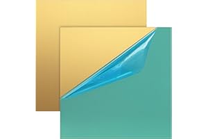 LALAGO 2 Stück 15 x 15cm Messingblech, 0,5mm dick Messingplatten mit Film Befestigte, Goldene Kupferblech Korrosionsbeständig keine Kratzer für DIY Schneiden Handwerk Machen
