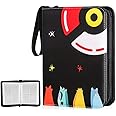 Frackson Poke-mon Binder, Cards Collector Album Holder for 400 Cards Cartoon Print Zipper Bag Trading Card Binder Poke-mon Cards Collection Bag Game Cards Case Gift for Boys Girls(50 * 4 * 2) (Black)