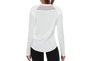Wayleb Camiseta Deportiva Mujer Manga Larga con Cuello Redondo Camisa de Deporte Secado Rápido y Transpirable para Fitness Yoga Correr y Pilates