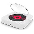 lilistore KC-909 Portable CD Player Built-in Speaker Stereo CD Players with Double 3.5mm Headphones Jack LED Screen Wall Mountable CD Music Player with IR Remote Control Supports CD/BT/FM/TF Card/AUX
