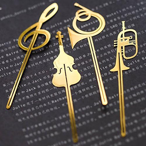 Set of 4 PCS Paper Clips Musical Instrument Shaped Metal Bookmarks Cute Bookmarks korean stationery