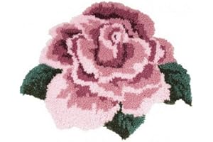 LGWG 3D Rosen Formteppich Knüpfteppich DIY Handarbeit Selbst Knüpfen Set Für Kinder Und Erwachsene Zum Selber Knüpfen,Flower,52 * 38cm/20 * 15in