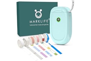 ‎MARKLIFE MARKLIFE P11 Etikettendrucker Handgerät,Tragbarer Thermo-Aufkleberdrucker mit Band,Mini Selbstklebend Etikettiergerät für Zuhause Büro Lagerung (Blue, P11+6 Rollen Etiketten)