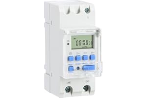 Wengart Minuterie numérique THC30,AC230V 30A programmable hebdomadaire, jusqu'à 28 Groupes activés et désactivés, Montage sur Rail, Sortie de Commutation sans potentiel