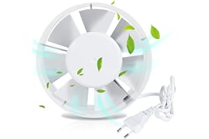 Izrielar Rohrventilator 100mm Abluftventilator, Rauchabzug Kanalventilator 130m³/h Inline-Rohrventilator Rohrlüfter Leise für Haus, Küche, WC, Dachböden, Gewächshaus…