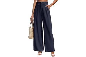 Yuson Girl Pantaloni Donna Eleganti Pantalone Sciolto Gamba Dritta Palazzo Vita Alta Comodi Pantaloni Leggeri Elastico Estivi Pantaloni Lunghi con Tasche per Business, Casual