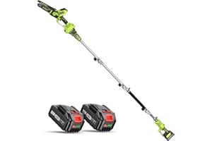 Supstable Potatore Telescopico a Batteria, Motosega da 8 Pollici Senza Spazzole con Testa Motore Inclinabile a 180°, Mini Motosega con 8000mAh Batterie e Caricabatterie, Asta Regolabile fino a 4,8M