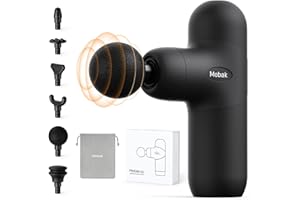 Mebak Mini Pistolet do masażu Perkusja głęboko tkankowa Masażer mięśni Pistolet Ręczny elektryczny masażer pleców dla sportowców Ciała Ulga w bólu Super cichy przenośny masażer sportowy z bezszczotkowym silnikiem 6 Głowica i 4 prędkości