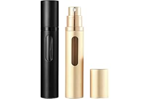 JOOMOKO Perfume Atomiser 10ml, Perfume Travel Bottle, Atomiser Spray Bottle, Refillable & Travel Size Perfume Bottle Easy to Refill travel atomiser for Women and Men（Black＆Gold）