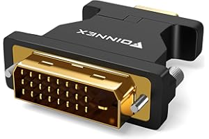 FOINNEX Adaptador DVI-D 24+1 a VGA Full HD 1080P - Convertidor para PC, Ordenador Portátil, Monitores Antiguos, Televisores, Tarjetas Gráficas, KVM - Conector Compatible