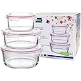 Glasslock (GL-642, 1x 400ml, 1x 715ml, 1x 950ml) Round Food Glass Containers - Microwave Type