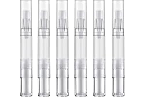 Toureal 5ml Penna Olio Per Unghie Vuoto Con Pennello, Penna Twist per Applicatore Di Olio Per Cuticole, Contenitore Sbiancante Per Denti Per Cosmetici, Lucidalabbra (Trasparente, Confezione da 6)