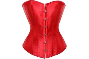 Felcia Women's Plus Size Corset Bustier Overbust Top Satin Waist Cincher Lace up Body Shaping Retro Bustier