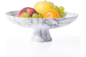 DN DECONATION Obstschale aus Marmor Deko Große Obstkorb für Küche Snacks Tablett Dekoration Gemüsekorb Servierschale Fussschale für Schlüssel Wohnkultur