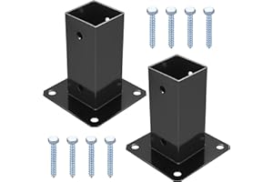 MCBLAST 2 Pz Staffa Palo Fissaggio Pali Legno, Staffa di Ancoraggio a Vite, Supporto Porta Palo Quadrata, Manicotto da Avvitare con Base a Palo per Pali in Legno 60x60 mm, per Recinzione Capannoni Gazebo