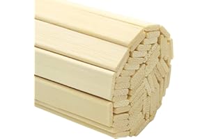 Worown 60 uds. 40cm Fuertes palos de bambú natural, Palos de madera para manualidades, Palos extra largos, Tiras de madera para proyectos artesanales, 0.95cm de ancho
