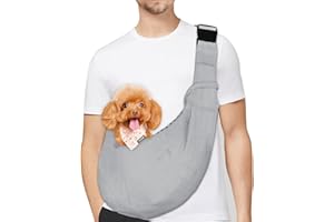 PETLOFT Reversibile Borsa Trasportino Zaino, Borsa da Trasporto per Cani Piccoli, Adjustable Borsa a Tracolla, Cross-Body Pet Sling Carrier con Gancio per Collare per Cane/Gatto Fino a 4.99kg