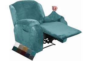 NC CHELZEN Copridivano Elasticizzato reclinabile in velluto Salvadivano Copripoltrona (Blu Pavone)