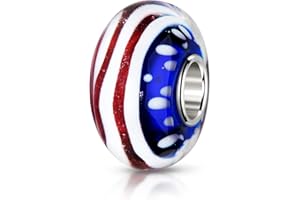 MATERIA by Matthias Wagner Glas Bead Amerika Flagge USA blau rot weiß 1420