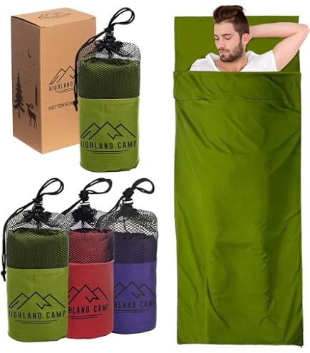 Hüttenschlafsack Ultraleicht, Schlafsack Einlage Baumwolle, Erwachsenen- Schlafsack & Reise-Bettlaken, Ultraleichter Schlafsack Kleines Packmass (Marineblau, 210 x 115 cm) Sport & Freizeit