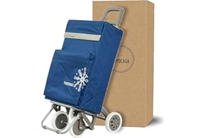 ECOSTAR 1618 Carro de Compra Plegable Ligero, Bolsa Térmica, 100x41x33cm, 40 litros, 4 Ruedas, Embalado con Cartón Reforzado (Marino)
