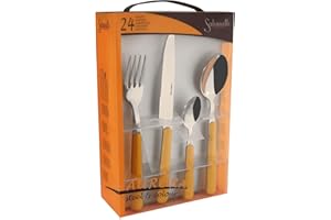 Salvinelli Aurora-Set di Posate da 24 Pezzi, Acciaio Inossidabile, Arancio, 30 x 30 x 30 cm