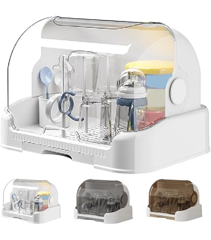 Organizer Per Biberon Con Coperchio - Scatola Portabiberon Antipolvere, Vassoio Raccogligocce Rimovibile - Foto 11