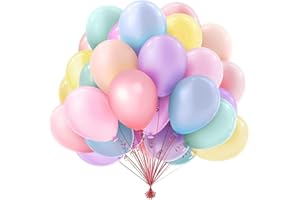 OWILL Ballon Pastel,50 PCS 10" Latex Naturel, Ballon Anniversaire,Ballons de Baudruche Ballons Multicolores pour Filles Garçons Anniversaire,Décorations de Fête,Baby Shower,Célébrations Mariage