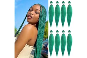 SOKU Verte Pré-étiré Crochet Tissage Cheveux 8 Faisceaux 30 Pouces Verte Naturel Doux EZ Tresses Professionnel Yaki Droite Faisceaux Synthétiques pour Femmes…