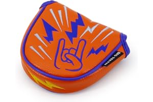 BIG TEETH Couvre-club de golf pour maillet de golf avec fermeture magnétique Motif hip-pop Orange PU Cuir