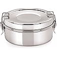 neelam Stainless Steel Round Double Decker Lunch Box-300 ml, Hot & Cold Leak-Proof, Compact & Durable, Perfect for Office, School, Picnic | Easy to Clean & Dishwasher Safe.