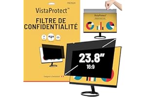 VistaProtect - Filtre de Confidentialité & Filtre Anti-Lumière Bleu Premium. Film de Protection 2-en-1 pour Écran d’Ordinateur & Moniteur (23.8" Pouces)