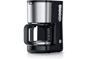 ‎BRAUN Braun PurShine KF 1500 BK Kaffeemaschine - Filterkaffeemaschine mit Glaskanne für bis zu 10 Tassen, OptiBrew-System, Automatische Abschaltung, 1000 Watt, Schwarz