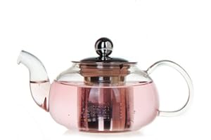 TAMUME 1L Tetera de Cristal Grand con Acero Inoxidable Colador y Cap de Acero Inoxidable con Diseño Actualizado Tetera Vidrio Microondas Tetera Cristal Borosilicato con Filtro (Aufgerüstet 1L)