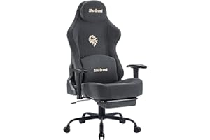Submi Gaming Chair, Gaming Chair for Adults, Ergonomic Computer Chair with Lumbar Support and Footrest, High Back PC Gamer Chair, Fabric Office Chair, 165°Recliner, Home, Comfy, 350LBS, Deep Grey