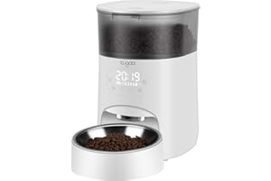 EUGAD Karmnik dla kota 4L, automatyczny podajnik dla psa, suchy karmnik dla małych/średnich zwierząt, 1-5 posiłków dziennie, wyjmowany i nadający się do prania podajnik, tryb podwójnego zasilania