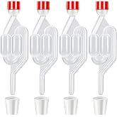 4 Set Fermentation Tube Airlock Locks with 4 Rubber Stoppers | Plastic Non-return Valve Drain Bubbler, Lock for Secondary Fer