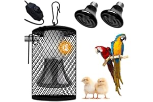 Frogetu Lampe Chauffante pour Reptiles, avec Cage et 50W E27 Ampoule Chauffante, Mpoule Chauffante poussin Pince rotative à 360°, Lampe Chauffante Animaux pour tortue, serpent, lézard,caméléon