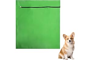 COACOM 1 sac à linge pour animaux de compagnie, 70 × 80 cm, vert, polyester, fermeture éclair, lavable en machine, multifonction, pour nettoyer les accessoires pour animaux de compagnie, jouets,