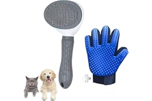 FANJIANG Guante + Cepillo para Perros y Gatos, Peine y Autolimpieza para Animales Domésticos, Eliminar Excesos y Muertos Pelo Animal.