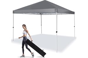 LANMOUNTAIN Canopy Tent 10X10 FT,Heavy Duty Sun Instant Shelter w/Adjustable Straight Leg Heights,Portable Pop Up Gazebo,Outdoor Patio Tents for Commercial,Camping,Garden,Grey