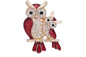 SUNJIAQI Owl Rhinestone Brooch Vintage Elegant Brooches Cute Double Owl Lapel Pin Owls Sitting on Branch Crystal Brooch Badge Accessories for Women Men Gift