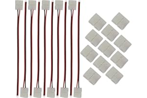 CESFONJER 10 PCS 2 pin connecteur LED rapides Bande Flexible câble adaptateur Jumper, 10 PCS LED 8 mm, pour LED bande de fil 3528/2835 (Blanc)