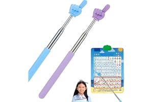 Fogcosy 2Pcs Teacher Pointer Sticks Finger, Extendable Teachers Pointer for Classroom, Point Reading Pen, Mini Retractable Classroom Point Kindergarten Student Teacher Supplies (Blue Purple)