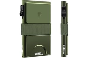 TOYFID Slim Wallet Men - Metal Card Holder,Minimalist Pop-up Wallet,Card Case Wallet with Backplate & Cash Band,RFID Blocking,Quick Card Access