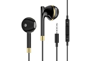 Coolden Ecouteurs 3,5mm Écouteur Filaire avec Micro et Contrôle du Volume Écouteurs Intra-Auriculaires Anti-Bruit Stéréo pour Samsung iPhone Xiaomi et Autres Appareils avec Prise Jack 3,5 mm Noir