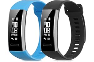kwmobile Pulsera compatible con Huawei Band 2 / Band 2 Pro correa - 2x Correas de silicona flexible - Tamaño ajustable