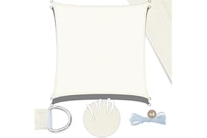 UMI. UMI Toldo Vela de Sombra 3x3m Cuadrado Protección Rayos UV HDPE Transpirable Resistente Toldos Exterior Terraza para Patio Jardín-Crema