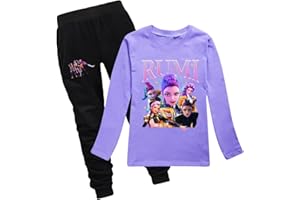 LaoZan KPop Demon Kinder Outfit Set | Langarmshirt + Hose | 12 Farben | 100% Baumwolle | Passend für 100-170cm Jungen & Mädchen