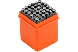 LUCKYKODOR 36PCS 4mm Lettre à Frapper, Lettre a Frapper Alphabet A-Z & et Numero 0-9 Outil de Presse ​Poincon Metal pour Perforation de Poinçons pour Timbre/Métal/Bois/Cuir, 40 Matériau Chromé（Orange）